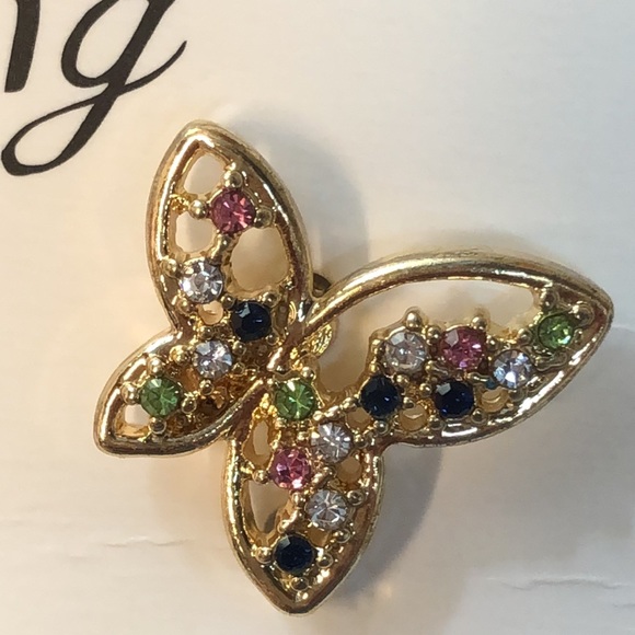 NWT Rhinestone Butterfly Stud Earrings - Picture 3 of 5